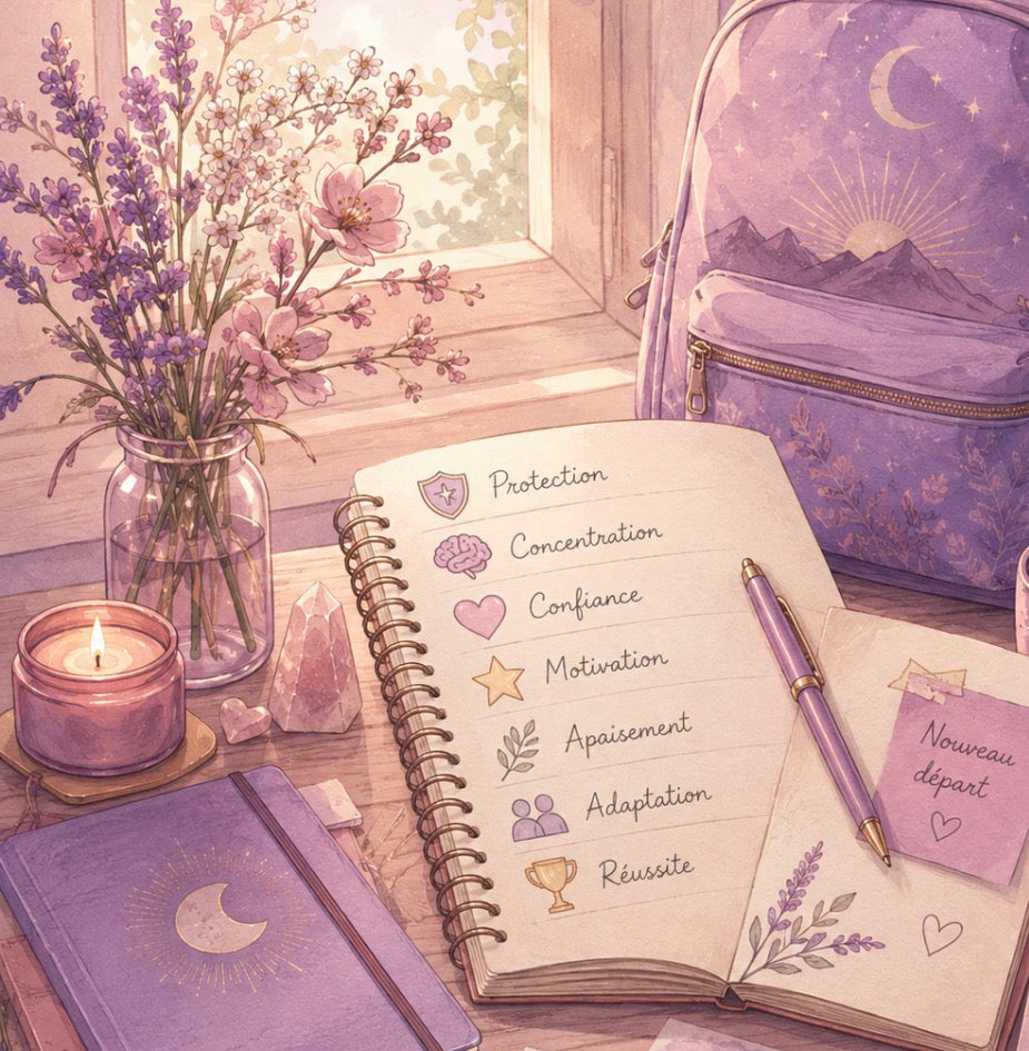 ✨ ✨ PACK ÉNERGÉTIQUE SPÉCIAL RENTRÉE ✨
Les Forces Sacrées du Nouveau Départ
7 soins + 1 { offert } • Protection – Concentration – Confiance – Motivation – Apaisement – Adaptation – Réussite